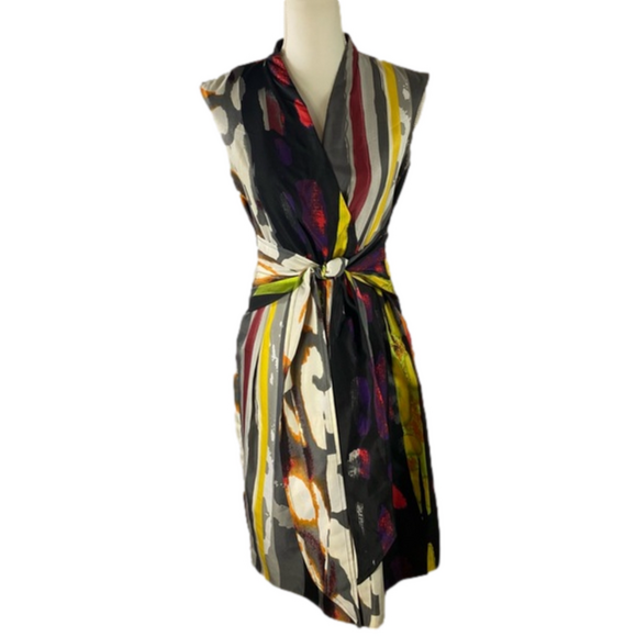 Ellen Tracy Dresses & Skirts - Ellen Tracy Multi Color Front Tie Knee Lenth Dress Size 4 EUC SKU0667